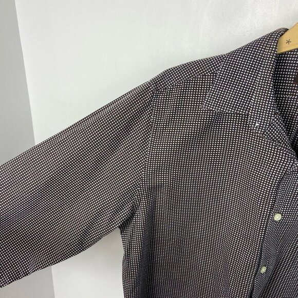 Tasso Elba Button Down Checked Shirt‎ Size Large Cotton Brown Blue Casual Dress - Picture 8 of 12